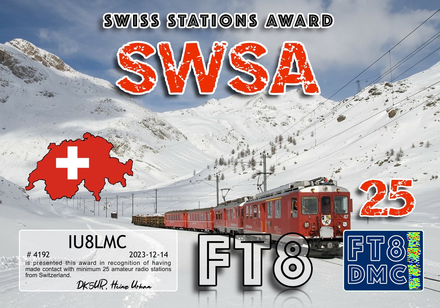 Swiss Stations Award Class II sample certificate