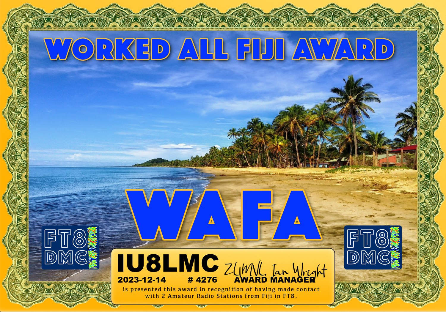 Worked All Fiji Award Award sample certificate